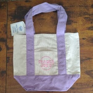 Trader Joe's Cream Canvas Tote with Lavender Accents